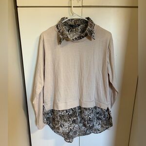 Y2K Beige and Black Layered Women's Blouse